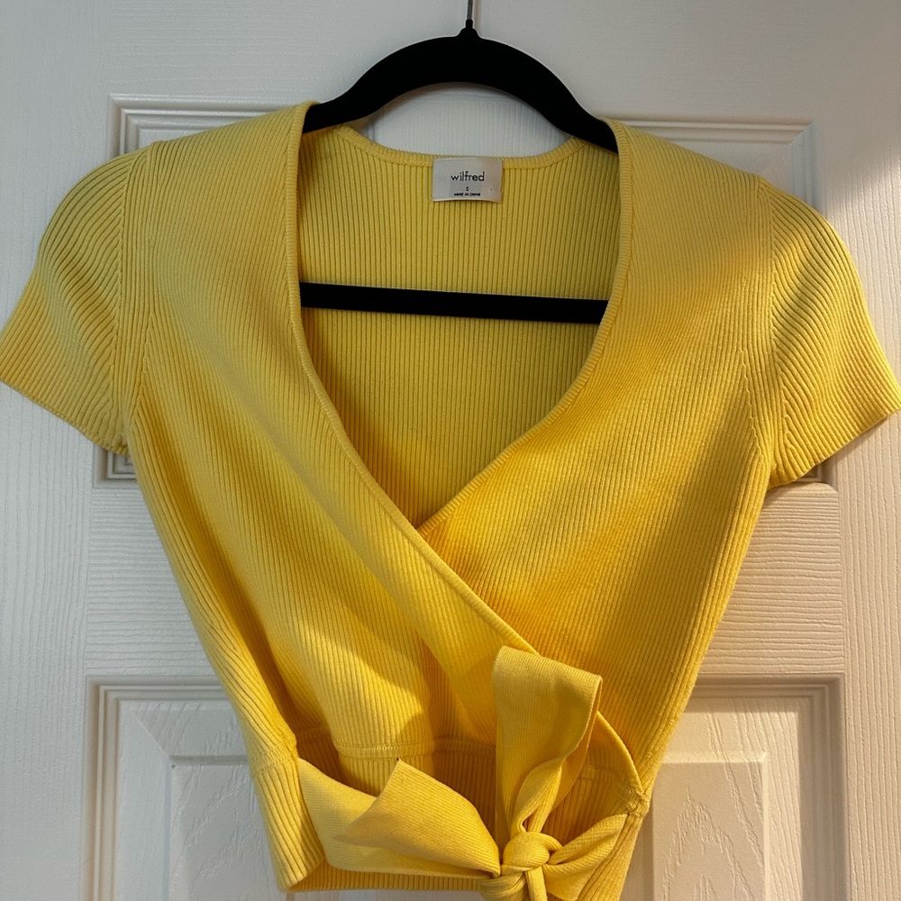 Wilfred Yellow Wrap Blouse with Tie Front